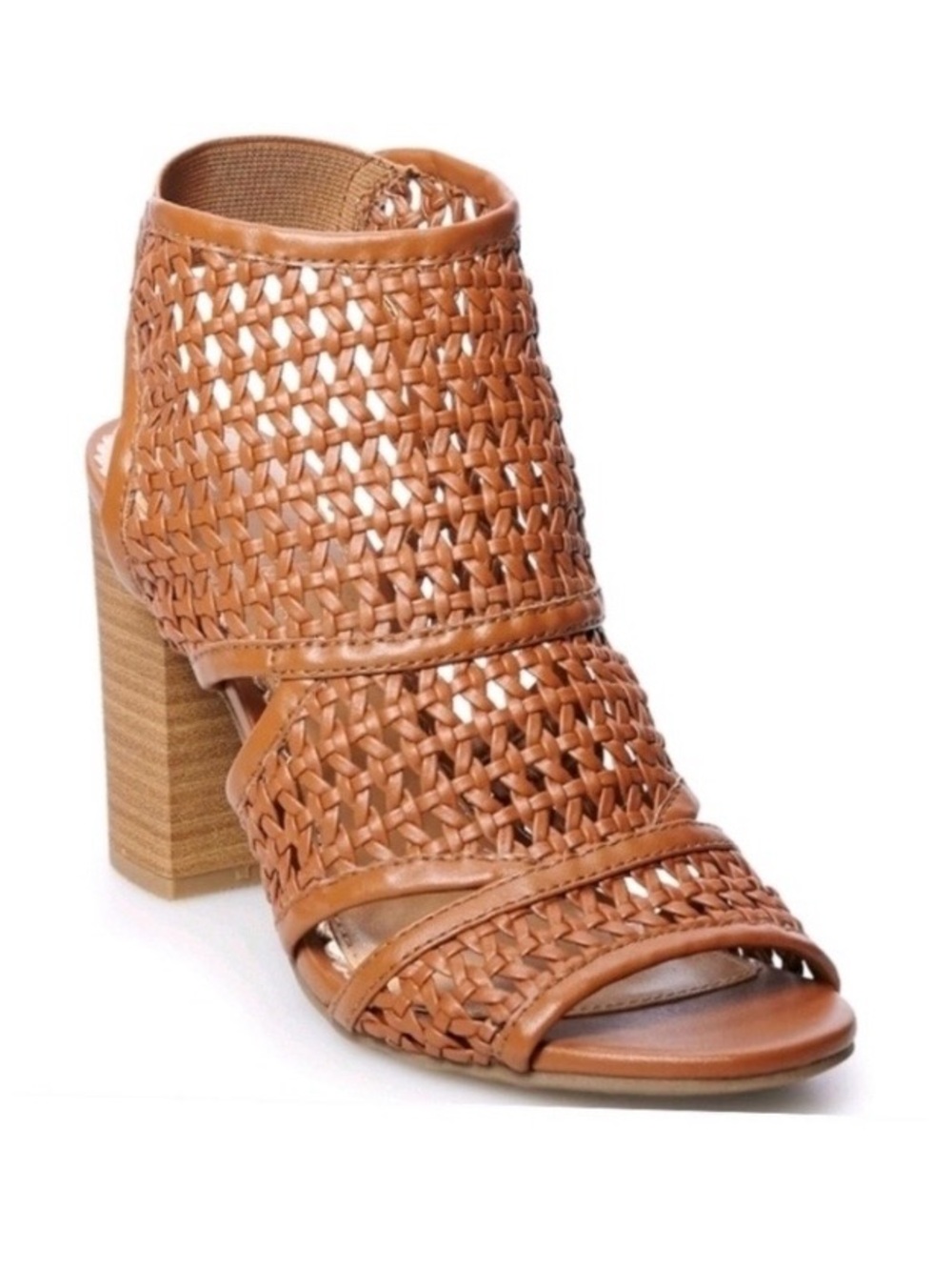 LC Lauren Conrad Morganite Cognac Peep Toe Bootie